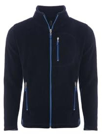 GENIUS STORE Veste polaire à fermeture éclair intégrale pour homme - 3 poches - Veste de randonnée légère à fermeture éclair - Manteau d'hiver coupe-vent, bleu marine, XXL
