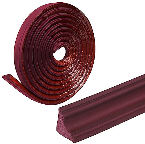 Jackfru 5M Deckenleisten 38 * 26mm, Flexible Zierleiste Selbstklebend, Quadrant Zierleiste, Anti-Schimmel-Sockelleiste, Wasserdichte Zierleiste für Wandkanten, Schrankkanten (Rot)