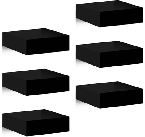 WOLTU 6er Set Wandregal, Schweberegal Schwarz klein, Regal freischwebend, Wanddeko für Wohnzimmer Schlafzimmer Kinderzimmer, hochglänzend, aus MDF, 10,5x7,8x3 cm, RG9498sz-2