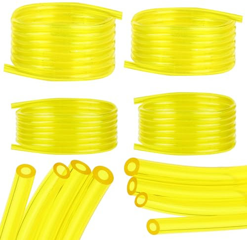 4 Stück 2M Benzinschlauch, kraftstoffschlauch, 2 x 3.5 mm, 2.5 x 5 mm, 3 x 5 mm, 3 x 6 mm für Kettensägen, Gebläse, Hochdruckreiniger(Gelb)