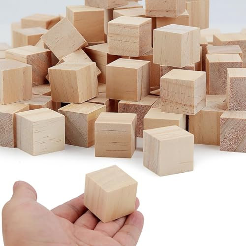 40pcs Cubos de Madera 30mm Cubos de Madera Blanca Bloques de Madera Natural Cuadrado de madera DIY para DIY Pintura Manualidades Decoración Números Puzzle Building Blocks