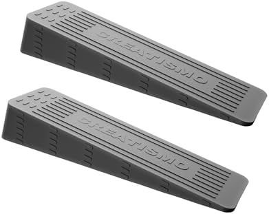 CREATISMO Pack of 2 Grey Rubber Door Stoppers for Floor, Durable, Anti-Skid, Heavy-Duty Rubber Door Wedges Indoors Rubber, for All Floor Types & Rubber Doorstops Wedge Preventing Accidents