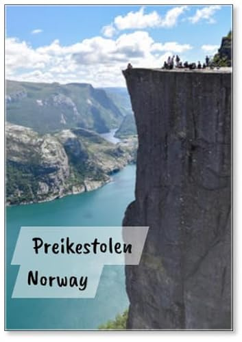 Preikestolen ist eine steile Klippe, die sich 604 Meter über dem Lysefjorden, Gemeinde Forsand in Rogaland County, Norwegen erhebt, Kühlschrankmagnet