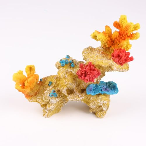 Aquarium-Korallendekoration, mehrfarbig, künstliches Korallenriff-Ornament, sicheres und langlebiges Kunstharz-Dekor für Aquarien, verbessert die Wasserumgebung, leicht zu reinigen und zu pflegen