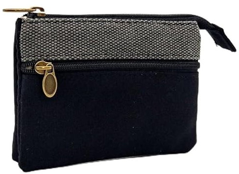 VONCYKI Münzgeldbörse aus Baumwolle, niedlich, tragbar, Kartentasche, Mädchen, Louis, modische Geldbörse, Chanel-Tasche, Luxus-Designer (Schwarz, 1 Stück)