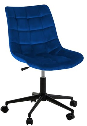 STADO® | Bürostuhl | Samt | Dunkelblau | 53x60x97cm | Höhenverstellbar | Drehbar | Rückenlehne | Rollen | Schreibtischstuhl | PC-Stuhl | Stuhl