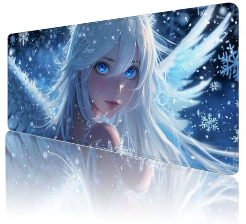Alfombrilla Gaming White Alfombrilla ratón XXL 1800 X 900 mm Mouse Pad, Antideslizante, Resistente,Agua, Ángel Alfombrilla de ratón para Juegos, Mejora La Precisión Y La Velocidad Mousepad,Y-99