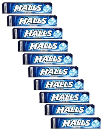 Halls | Caramelle Rinfrescanti Senza Zucchero | Halls Original Caramelle Mentolo Eucalipto - 10 Pezzi (320 Gr)