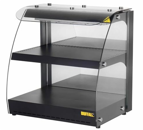 Buffalo Self-Serve Heated Display Unit HW920 4 x GN 1/2, Black | Adjustable thermostatic control maintains food-safe temperatures while integrated water reservoir prevents drying out.