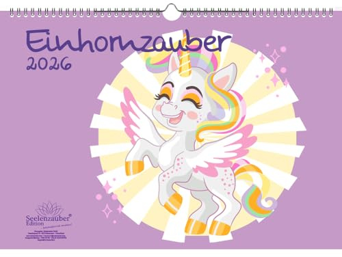 Einhornzauber DIN A3 Kalender für 2026 Dinosaurier - Seelenzauber