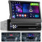 NHOPEEW Autoradio 4+64G avec écran Tactile rétractable 7 Pouces - Autoradio 1 din Android supportant Le sans Fil Carplay & Android Auto WiFi GPS Steer Wheel Control Écran partagé + Caméra de recul