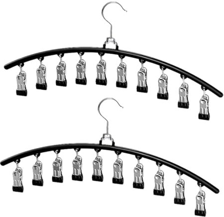 Vyanveo 2 Stück Sockentrockner Sockenaufhänger Edelstahl Winddicht Trockengestell mit 20 Clips für Socken, Unterwäsche, Mütze, Schal, Handtücher, Schuheinlagen