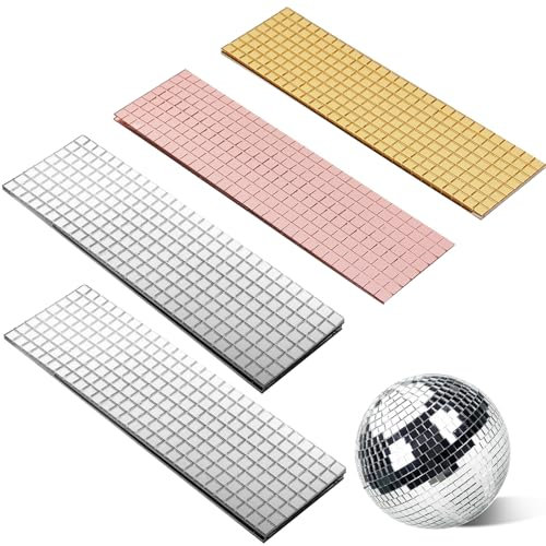 6400 Stück Spiegel Mosaik Selbstklebend, Disco Kugel Deko, 5 x 5 mm Mini Quadratische Mosaiksteine zum Basteln, Spiegelmosaiksteine für DIY Kunsthandwerk Dekoration
