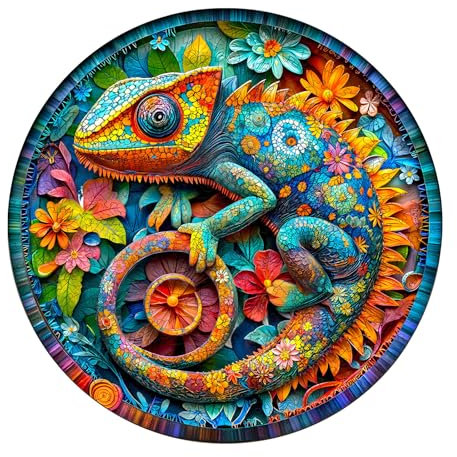 Jigfoxy Wooden Jigsaw Puzzles for Adults, Chameleon Wooden Puzzles 300pcs, Birthday Gifts for Family Friend(13.4 * 13.4in)
