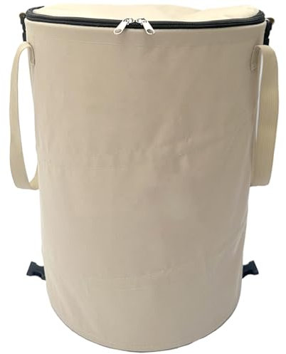 Peosaard Camping Trash Can, Collapsible Garbage Bin with Zippered Lid, Yard Waste Bags with 6 Garbage Bag Clip, Steel Wire Structure & Handle for RV, Picnic, BBQ, Outdoor