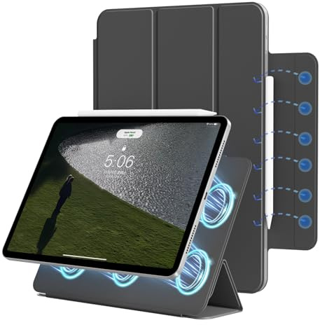 ZOPSGYU Magnetisch Hülle für iPad Air 11 Zoll M4/M3/M2, Air 5/4, Schwarz