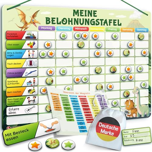 LIKARTO Belohnungstafel Kinder – [DAS ORIGINAL] – Montessori Aufgabenplaner & Magnettafel – individuell anpassbar – Grün