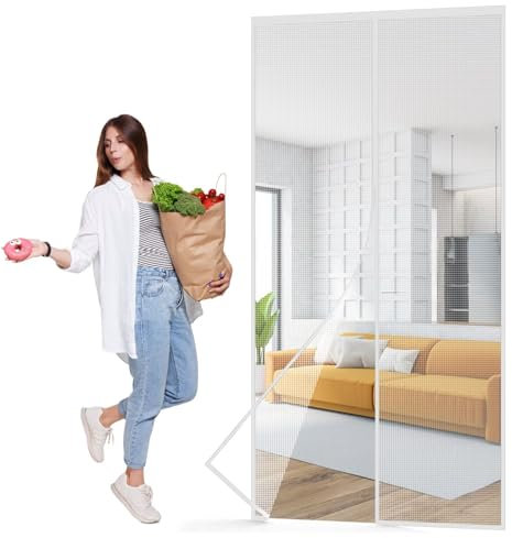 Zanzariera per Porta Finestra Con Calamita 130x260cm Bianco Tenda Zanzariere Magnetiche Balcone Reti di zanzariera porta Portafinestra
