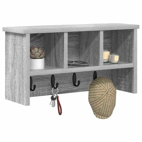vidaXL Wall-Mounted Coat Rack Wall-Mounted Grey Sonoma 50 x 16 x 26 cm