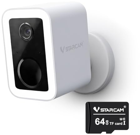 VSTARCAM 2K Außenkamera WLAN mit Micro-SD-Karte 64 GB, Nachtsicht, 2,4 GHz & 5 GHz WLAN, PIR-Bewegungsmelder, Farbnachtsicht, Zwei-Wege-Audio