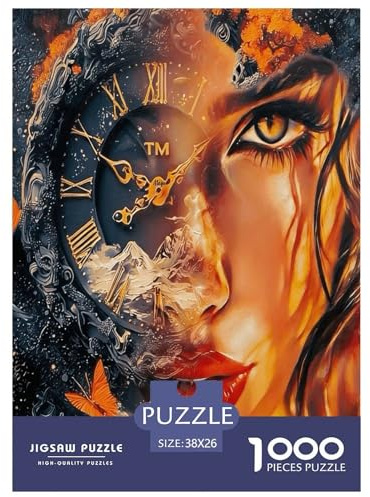 Geheimnisvolle Uhr und Frauen Puzzle 1000 Teile Schwer Pädagogisches Spielzeug Für Erwachsene Und Kinder, Klassische Geschenk Lernspiel Herausforderung Spielzeug Home Dekoration 38x26cm/1000pcs
