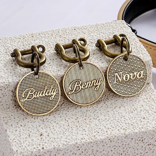 Personalisiertes Hundemarke, Hundemarke aus Messing, tief gravierte Halsbandmarke, individuelles Geschenk für Welpen, Geschenke für Tierliebhaber