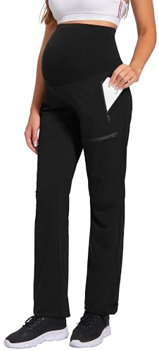 Gowjog Pantalon Grossesse Femme Cargo Séchage Rapide | Taille Haute, Poches Zippées, Cordon de Serrage Réglable, Maternité, Randonnée, Sport, Entraînement, Extérieur