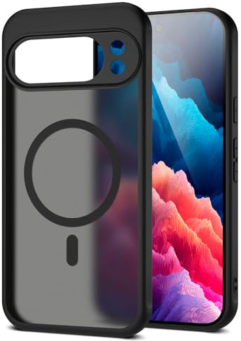moex für Google Pixel 10 Pro Hülle kompatibel mit MagSafe, Handyhülle Hardcase Stoßfest mit Kameraschutz, Translucent Back Cover, Schutzhülle Wireless Charging, Halo Case, Schwarz