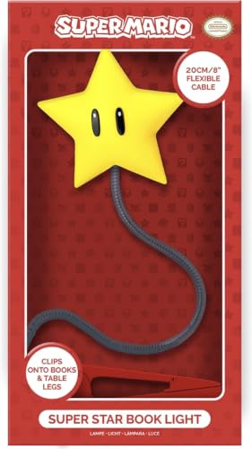 Paladone Super Mario Super Star Clip Buchlampe – LED Klemmleuchte mit flexiblem Arm, batteriebetrieben, Nintendo Fanartikel