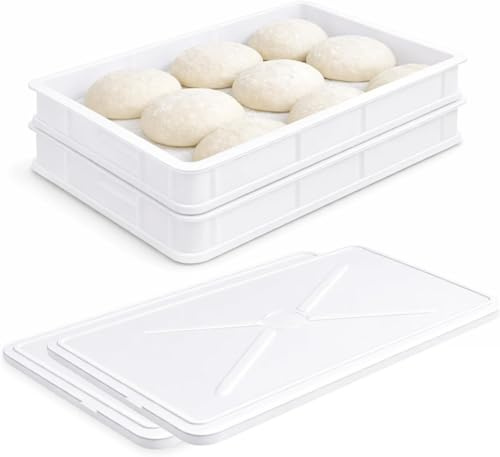 PALUPLUS Set 2 Cassette con 2 Coperchi per impasti Pizza e Pane HD1, misura 60x40x10 cm e capacità 20 Litri, colore neutro, Contenitore per alimenti, porta impasto per panetti - C