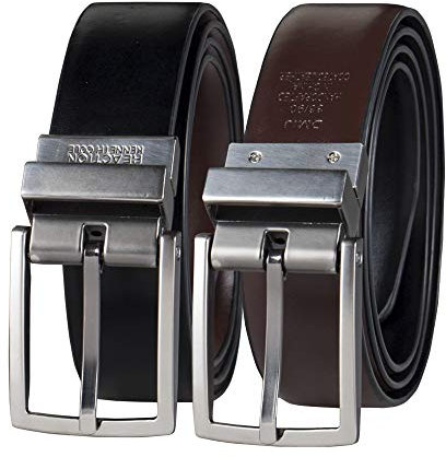 Kenneth Cole REACTION Men's U-Turn Reversible Leather Belt,Black/Brown,38