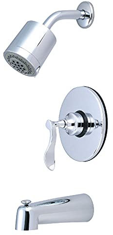 Kingston KB6691CFL Century Badewannen- und Duscharmatur mit Rosette im Durchmesser 16,5 cm, poliertes Chrom