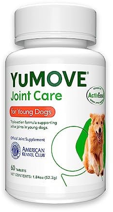 YuMOVE Grünlippmuschel Hund Gelenktabletten - 60 Tabletten - Für Junge aktive Hunde bis 5 Jahre - Beweglichkeit und Agilität - Gelenktabletten für Hunde mit Omega-3 und Glucosamin