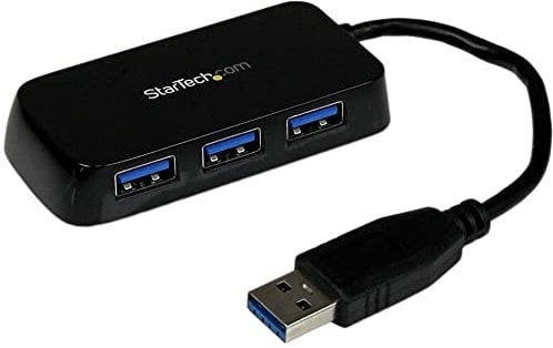 StarTech.com Adaptador Concentrador Hub Ladrón USB 3.0 (5Gbps) Super Speed 4 Puertos Salidas Portátil para Ordenador Portátil - Negro (ST4300MINU3B)