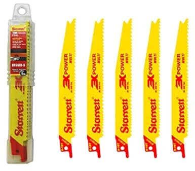 Starrett Multi Purpose Reciprocating Saw Blade - 5 Pieces BT6610-5 Bi-Metal 150 mm/6 Inch 6-10TPI Unified Shank - Compatible with Bosch Dewalt Makita & Many Others