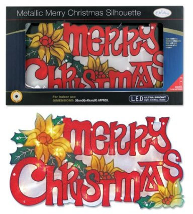 Merry Christmas Xmas window fairy led light sign.Decoration silhouette