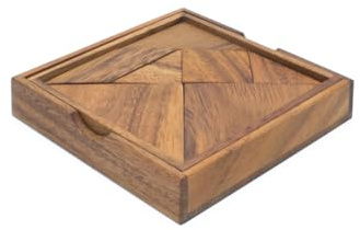 Wood Tangram - Wooden Brain Teaser Block for Kids & Adult - Wood Block Puzzle - Logic Puzzle - STEM Montessori Educational Sensory Toys for All Ages