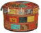 Indischer traditioneller Heimdekorativer Ottomane-Fußhocker, handgefertigt, Patchwork-Fußhocker, Bodenkissen, 46 x 33 cm, indischer runder Ottoman-Hocker, Pouf-Kissen, ethnischer bestickter indischer Patchwork-Ottoman-Sitzbezug, Indian Living ing Room Pouf, runder Ottomanenhocker, ethnischer bestickter Pouf-Hocker, Vintage-Patchwork, verziert mit Patchwork-Bezug für Wohnzimmer, Ottomane, 46 x 33 cm von Online von Bazar