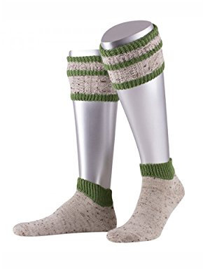 Almbock kurze Herren Trachtensocken grün - Trachtenloferl in beige-apfelgrün - Tracht Socken zur Lederhose