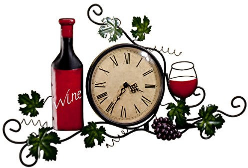Fox Valley Traders Wein-Wanduhr, römische Ziffern, 6 ¼ Durchmesser Ziffernblatt, Wanddekoration, grün, Einheitsgröße