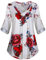iHENGH Damen Frühling Sommer Top Bluse Bequem Lässig Mode Frauen Blusen Plus Size Langarm Print V Ausschnitt Button Pullover Tops Shirt(Weiß, 5XL)