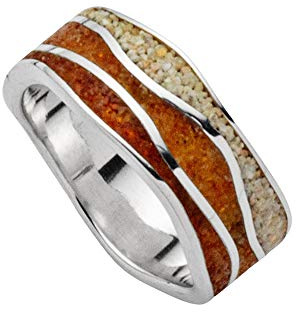 DUR Schmuck Ring Strandwellen Bernsteinsand, Strandsand, Silber 925/- rhodiniert (R5407), 60 (19.1)