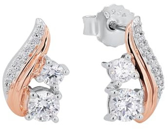 Amor Ohrstecker 925 Sterling Silber Damen Ohrschmuck, mit Zirkonia synth., 1,2 cm, Bicolor, Kommt in Schmuck Geschenk Box, 2026274