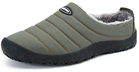 SMajong Winter Mens Slippers Warm Womens Waterproof Slip on Shoes Fur Lined Home Shoes Slippers Anti-Slip Outdoor Walking Shoes Size UK 9.5