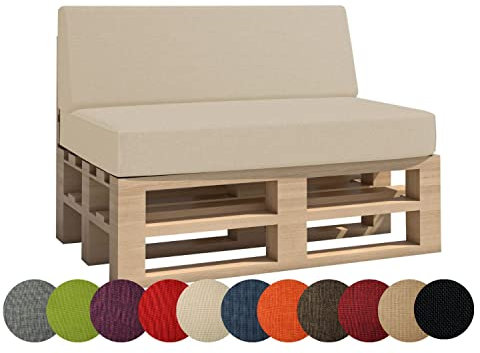 chilly pilley Palettenkissen Gartenkissen Palettenauflage Palettenpolster Indoor Outdoor Waschbar Abnehmbar Sitzkissen Rückenkissen (2er Set, Creme)