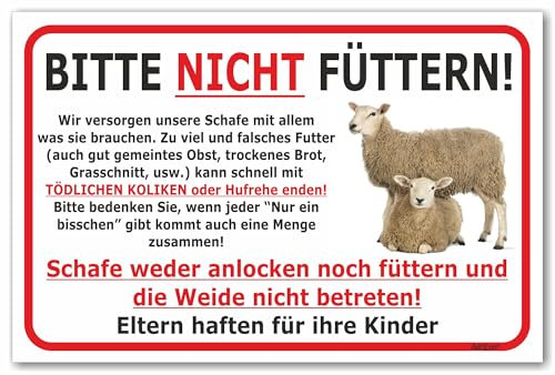 AdriLeo Schild - Schafe Nicht füttern - Weide betreten verboten (15x20cm)