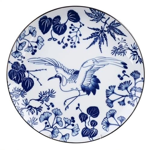 Blau / Weißer Teller Kranich – Flora Japonica – 25,7 x 3 cm