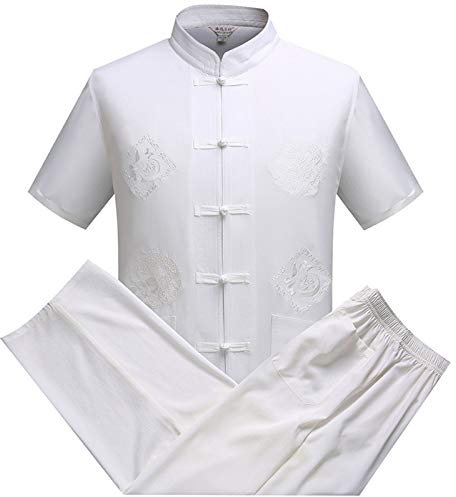 keepmore Hommes Costume Tang Traditionnel Chinois Vêtements Arts Martiaux Kung Fu Costume Hanfu Manche Longue/Manche Courte Chemise Manteau Tops et Pantalon