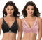 Curve Muse Soutien-Gorge à Armatures en Maille sans Doublure Taille Plus pour Femmes-Paquet de 2-Noir, Rose-95G