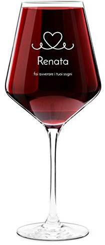 Maverton Calice da vino Avant-Garde - incisione personalizzata - 490 ml - in vetro - ideale per vino rosso e bianco - regalo di compleanno unico per la donna - Cuore